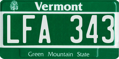 VT license plate LFA343