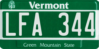 VT license plate LFA344