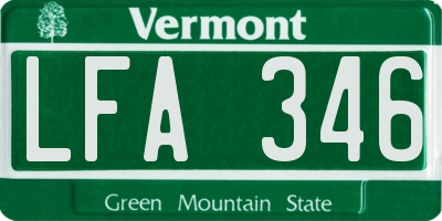 VT license plate LFA346