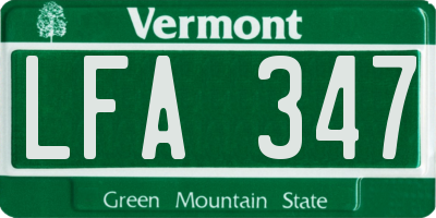 VT license plate LFA347