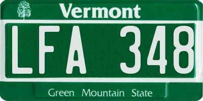 VT license plate LFA348