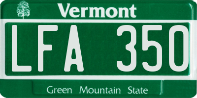 VT license plate LFA350