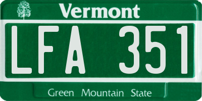 VT license plate LFA351