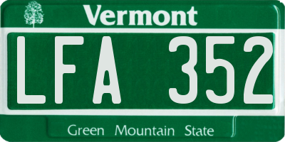 VT license plate LFA352