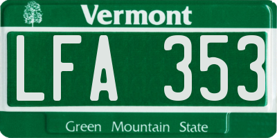 VT license plate LFA353