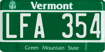 VT license plate LFA354