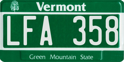 VT license plate LFA358