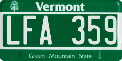 VT license plate LFA359