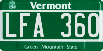 VT license plate LFA360