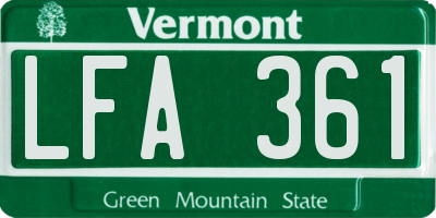 VT license plate LFA361