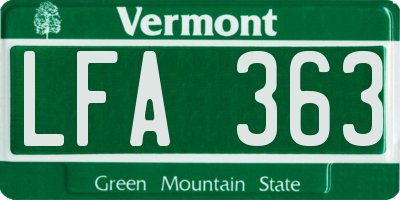 VT license plate LFA363