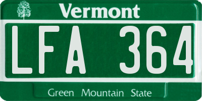VT license plate LFA364