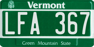 VT license plate LFA367
