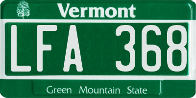 VT license plate LFA368