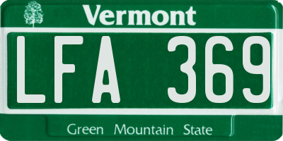 VT license plate LFA369