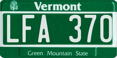 VT license plate LFA370