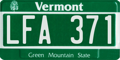 VT license plate LFA371
