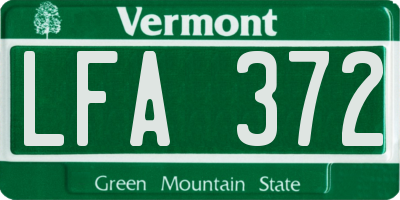 VT license plate LFA372