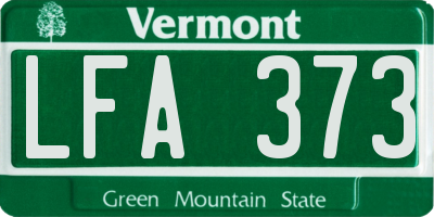 VT license plate LFA373