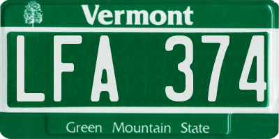 VT license plate LFA374