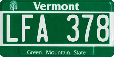 VT license plate LFA378