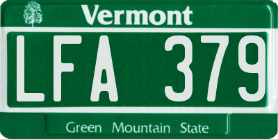 VT license plate LFA379
