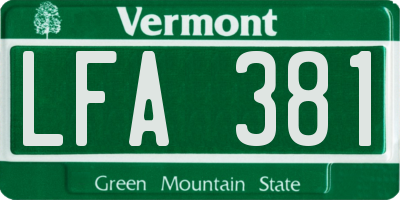 VT license plate LFA381