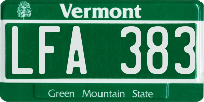 VT license plate LFA383