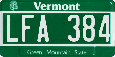 VT license plate LFA384