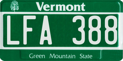 VT license plate LFA388