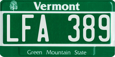 VT license plate LFA389