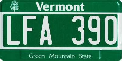 VT license plate LFA390