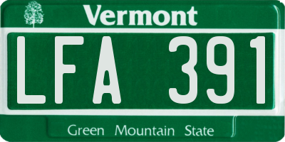 VT license plate LFA391