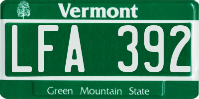 VT license plate LFA392