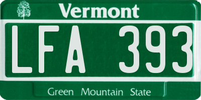VT license plate LFA393