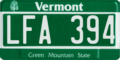 VT license plate LFA394