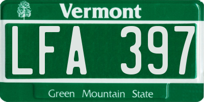 VT license plate LFA397