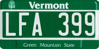 VT license plate LFA399