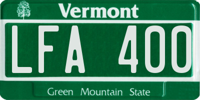 VT license plate LFA400