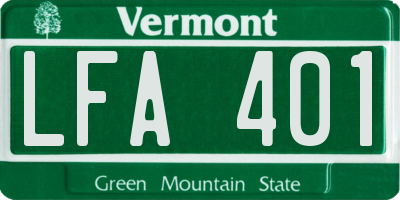 VT license plate LFA401