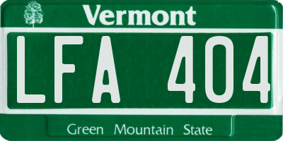 VT license plate LFA404
