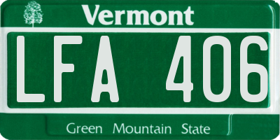 VT license plate LFA406