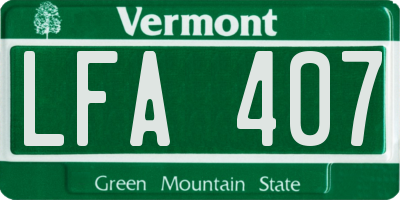 VT license plate LFA407