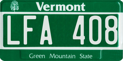 VT license plate LFA408