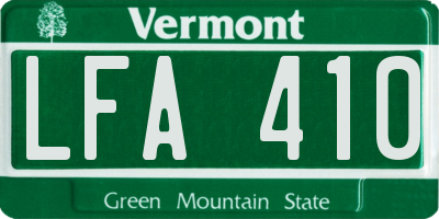 VT license plate LFA410