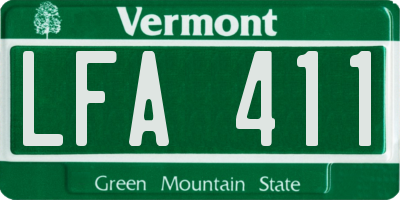 VT license plate LFA411
