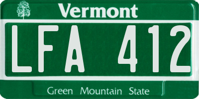 VT license plate LFA412