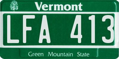 VT license plate LFA413