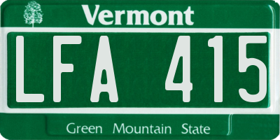 VT license plate LFA415
