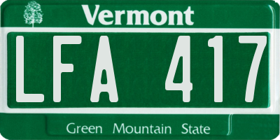 VT license plate LFA417